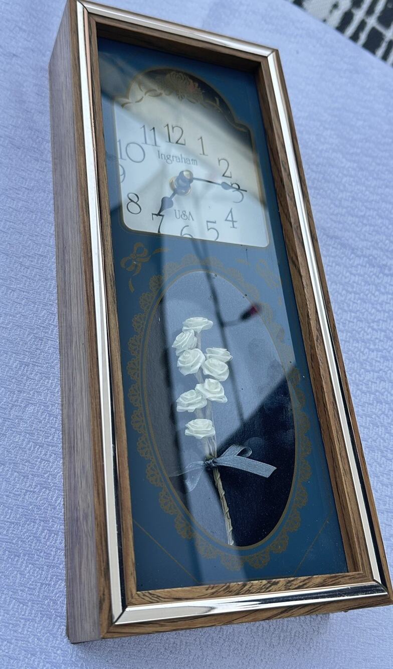 Ingraham Quartz Wall Clock Vintage Decorative Floral Design